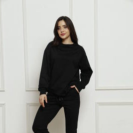 Round Neck Long Sleeve Top and Drawstring Pants Set Trendsi