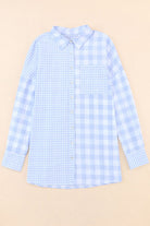 Pocketed Plaid Dropped Shoulder Shirt Trendsi