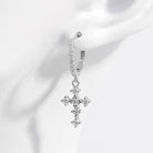 925 Sterling Silver Inlaid Zircon Cross Dangle Earrings Trendsi