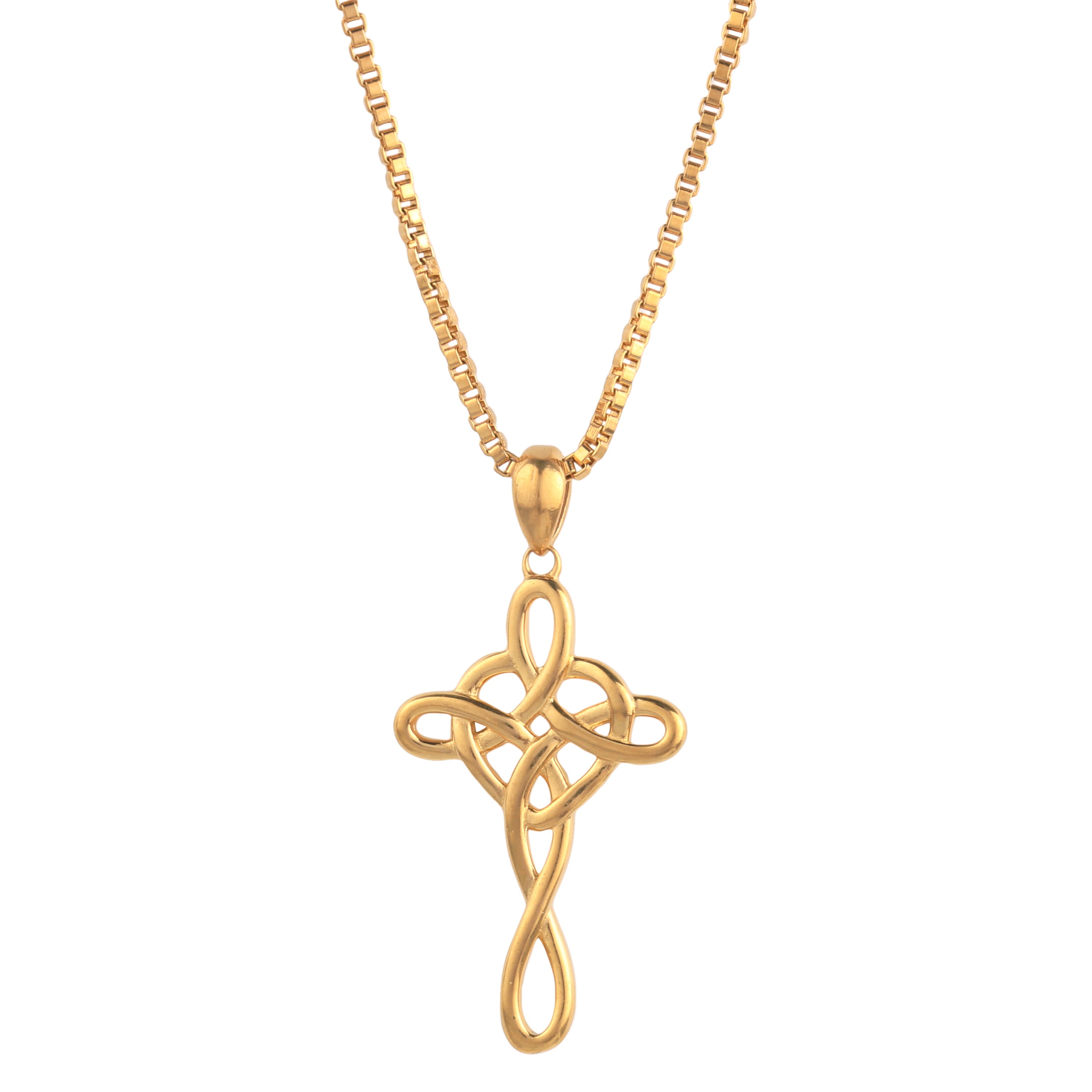 14K Gold Plated Infinity Cross Pendant Necklace Nichestar