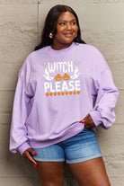 Simply Love Full Size WITCH PLEASE Graphic Sweatshirt Trendsi