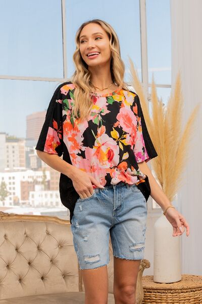 Sew In Love Full Size Floral Round Neck Short Sleeve T-Shirt Trendsi