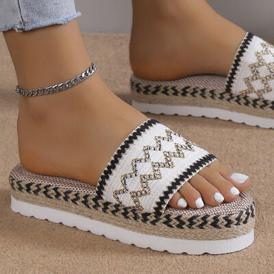 Geometric Weave Platform Sandals Trendsi