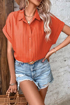 Button Up Short Sleeve Shirt Trendsi