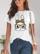 Rabbit Graphic Round Neck Short Sleeve T-Shirt Trendsi