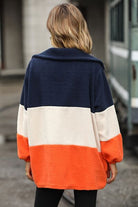 Color Block Quarter Zip Sweatshirt Trendsi