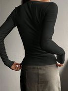 Half Button Long Sleeve T-Shirt Trendsi