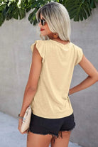 Ruffled Round Neck Cap Sleeve T-Shirt Trendsi