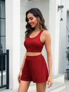 Scoop Neck Tank and Shorts Set Trendsi