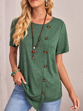 Round Neck Short Sleeve T-Shirt Trendsi