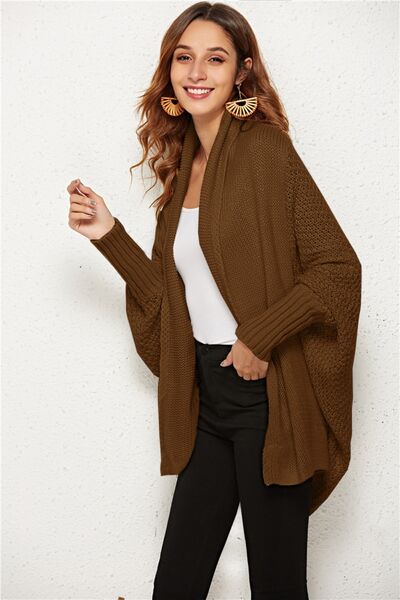 Open Front Batwing Sleeve Cardigan Trendsi