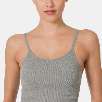 Zenana Ribbed Seamless Cropped Cami with Bra Pads Trendsi