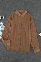 Swiss Dot Button Up Long Sleeve Shirt Trendsi