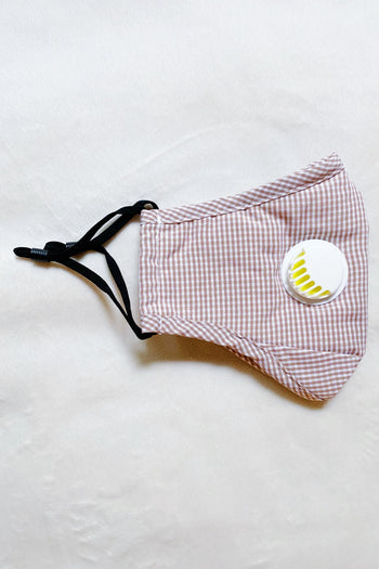 Gingham Fabric Mask in Beige Ellisonyoung.com