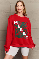 Simply Love Full Size MERRY Long Sleeve Sweatshirt Trendsi