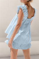 Ruffled Square Neck Top and Shorts Set Trendsi