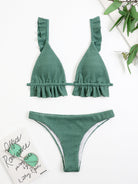 Ruffled Textured Wide Strap Two-Piece Bikini Set Trendsi