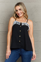 Ninexis It's About Time Lace Detail Loose Cami Top Trendsi