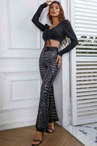 Double Take Sequin High Waist Flared Pants Trendsi