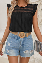 Ruffled Round Neck Cap Sleeve Blouse Trendsi