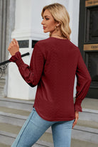 V-Neck Flounce Sleeve Blouse Trendsi