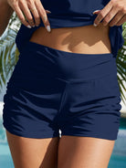 Ruched Mid-Rise Waist Swim Shorts Trendsi