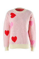 Heart Round Neck Droppped Shoulder Sweater Trendsi