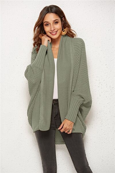 Open Front Batwing Sleeve Cardigan Trendsi