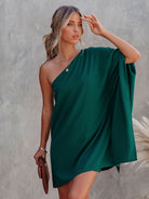 Single Shoulder Kimono Sleeve Mini Dress Trendsi