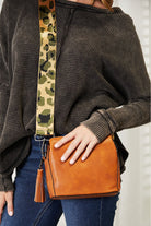 SHOMICO PU Leather Wide Strap Crossbody Bag Trendsi