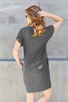 Basic Bae Full Size Round Neck Short Sleeve Dress with Pockets Trendsi