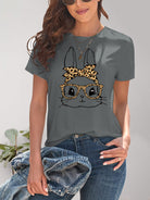 Rabbit Graphic Round Neck Short Sleeve T-Shirt Trendsi