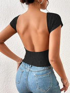 Backless Short Sleeve T-Shirt Trendsi