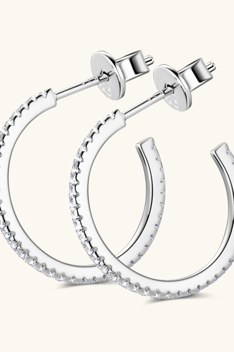 Inlaid Moissanite 925 Sterling Silver C-Hoop Earrings Trendsi