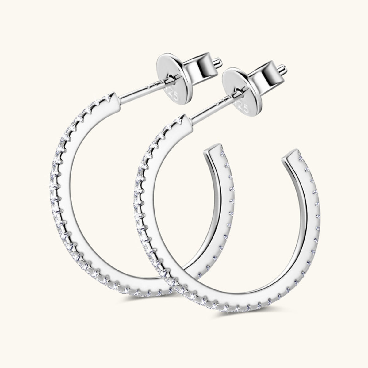 Inlaid Moissanite 925 Sterling Silver C-Hoop Earrings Trendsi