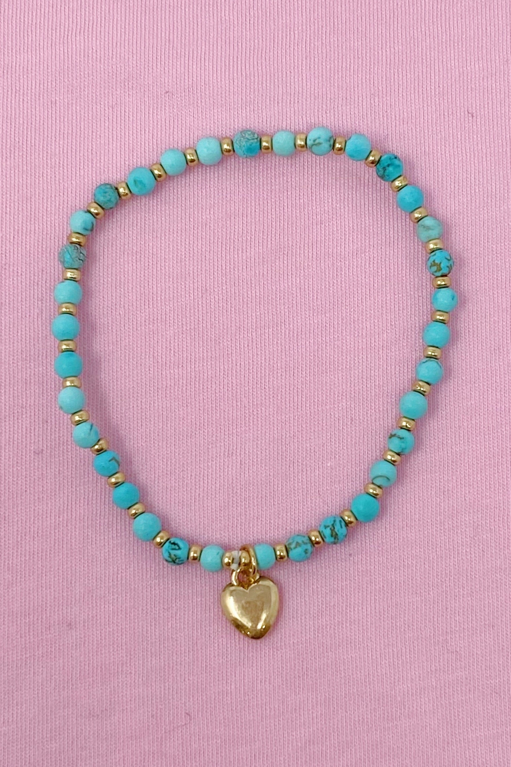 Stone Bead Heart Anklet Ellisonyoung.com