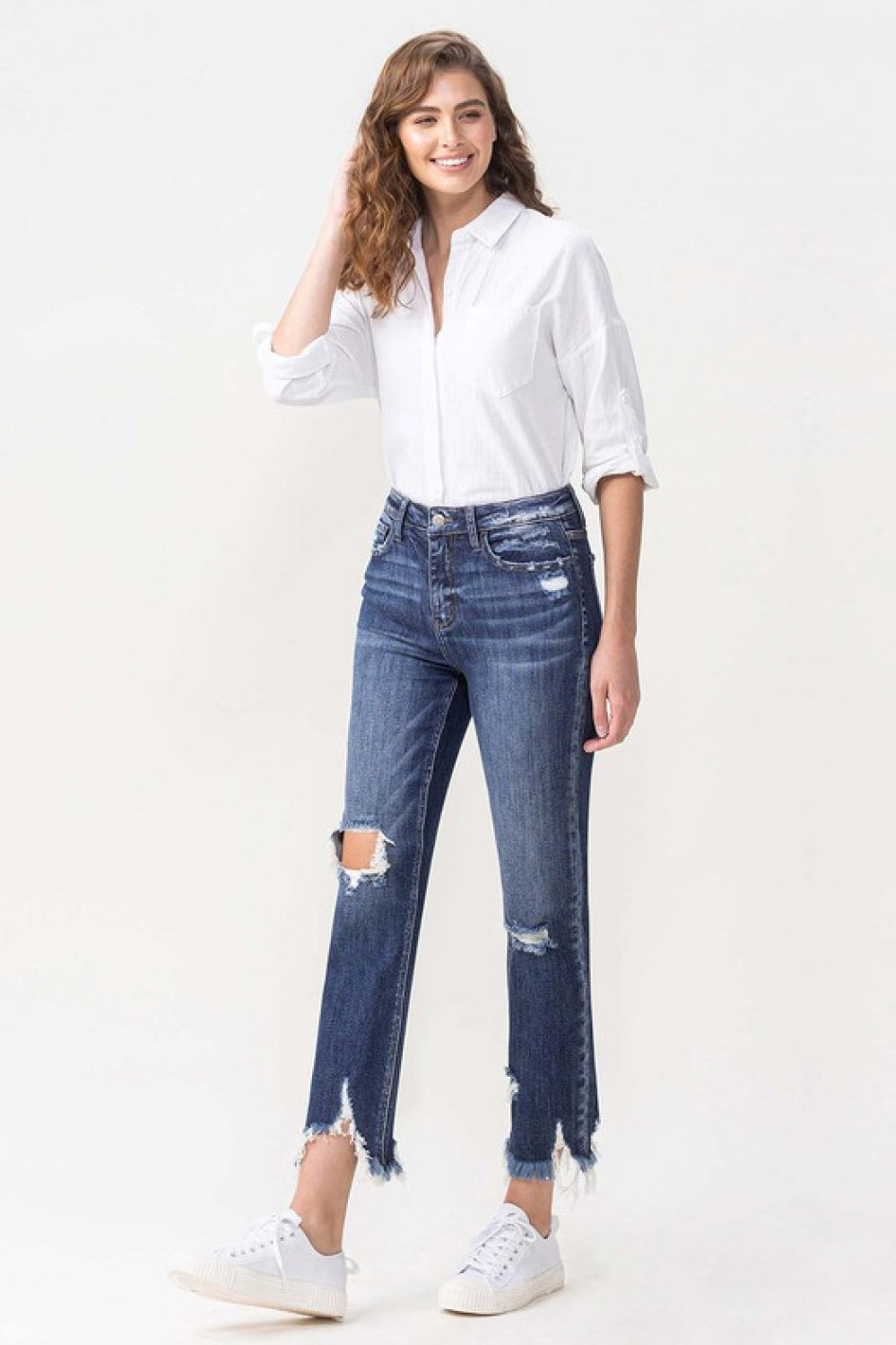 Lovervet Jackie Full Size High Rise Crop Straight Leg Jeans Trendsi