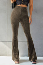 Ribbed High Waist Flare Pants Trendsi