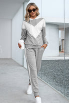 Dropped Shoulder Hoodie and Long Pants Set Trendsi