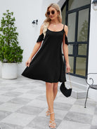 Ruffled Scoop Neck Mini Dress Trendsi