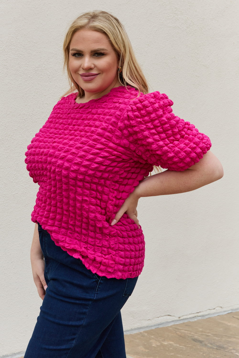 And The Why Bubble textured Puff Sleeve Top And The Why
