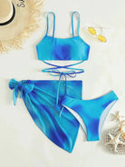 Tied Gradient Spaghetti Strap Three-Piece Swim Set Trendsi