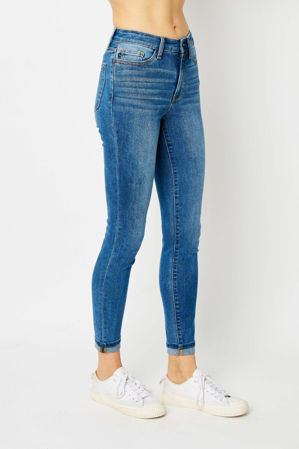 Judy Blue Full Size Cuffed Hem Skinny Jeans Trendsi