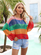 Color Block Openwork Boat Neck Cover Up Trendsi