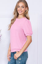 Reborn J Ribbed Round Neck Short Sleeve Top Trendsi