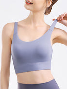 Scoop Neck Wide Strap Active Bra Trendsi