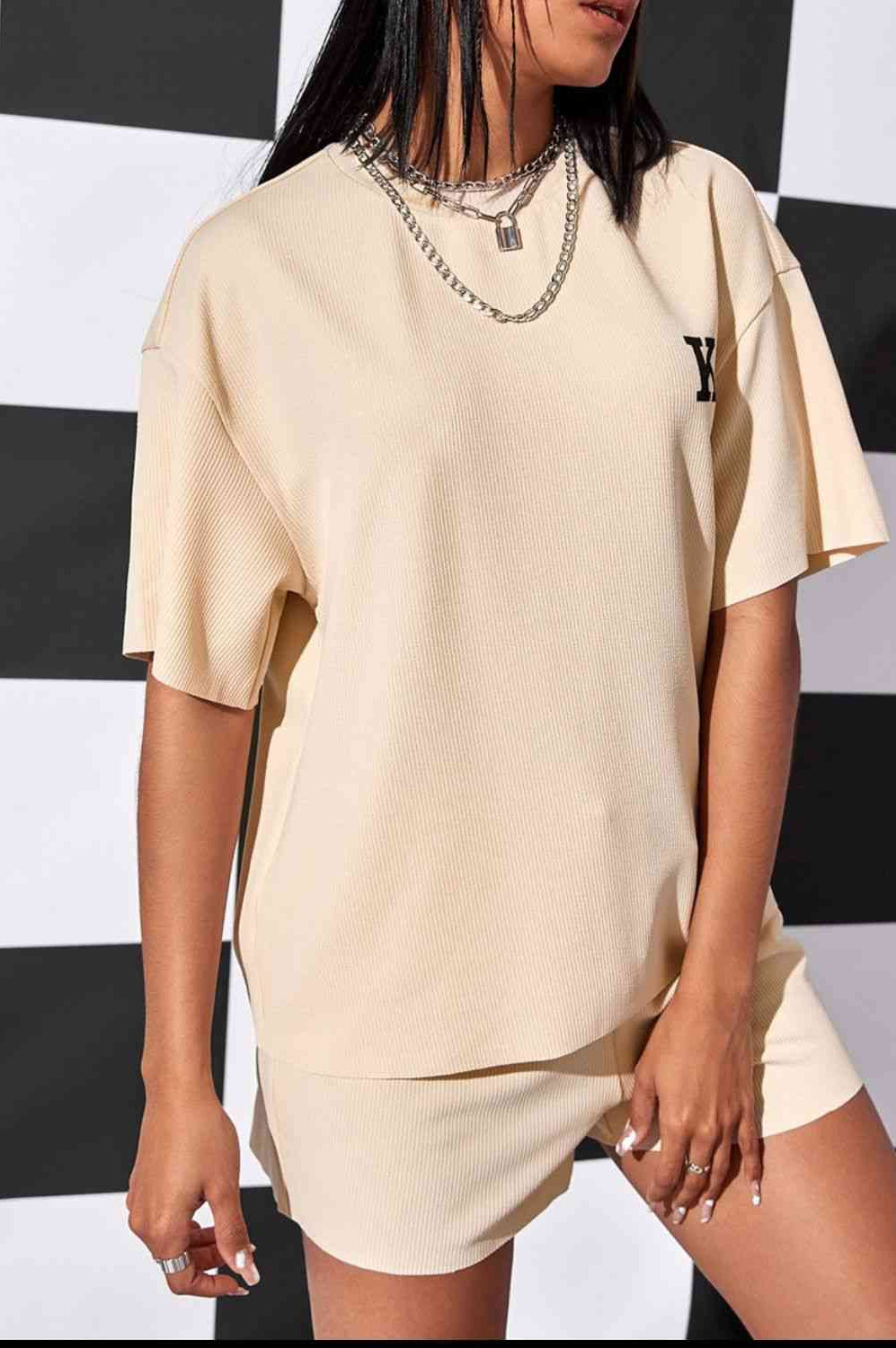 Round Neck Top and Shorts Set Trendsi