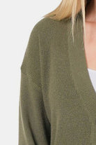 Zenana Button Up V-Neck Dropped Shoulder Cardigan Trendsi