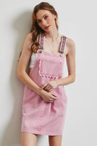 HEYSON Lace Trim Washed Overall Dress Trendsi