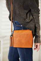 SHOMICO PU Leather Crossbody Bag with Tassel Trendsi